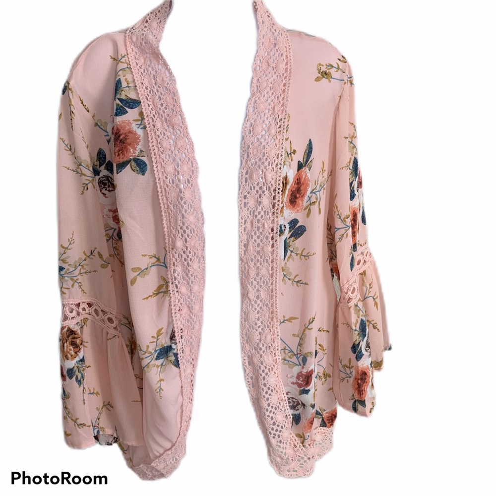 Lilly Posh Bell Sleeve Kimono Pink XL